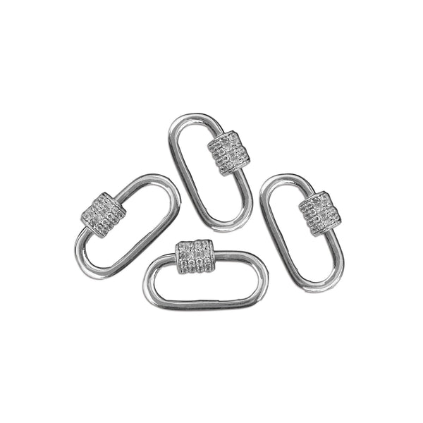 SL-8024-SL-24X11MM Silver Overlay Carabiner lock With Cubic Zirconia Jewelry Bali Designs Inc 
