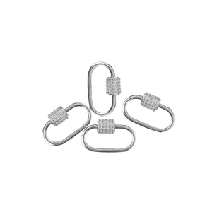 SL-8024-SL-27X14MM Silver Overlay Carabiner lock With Cubic Zirconia Jewelry Bali Designs Inc 