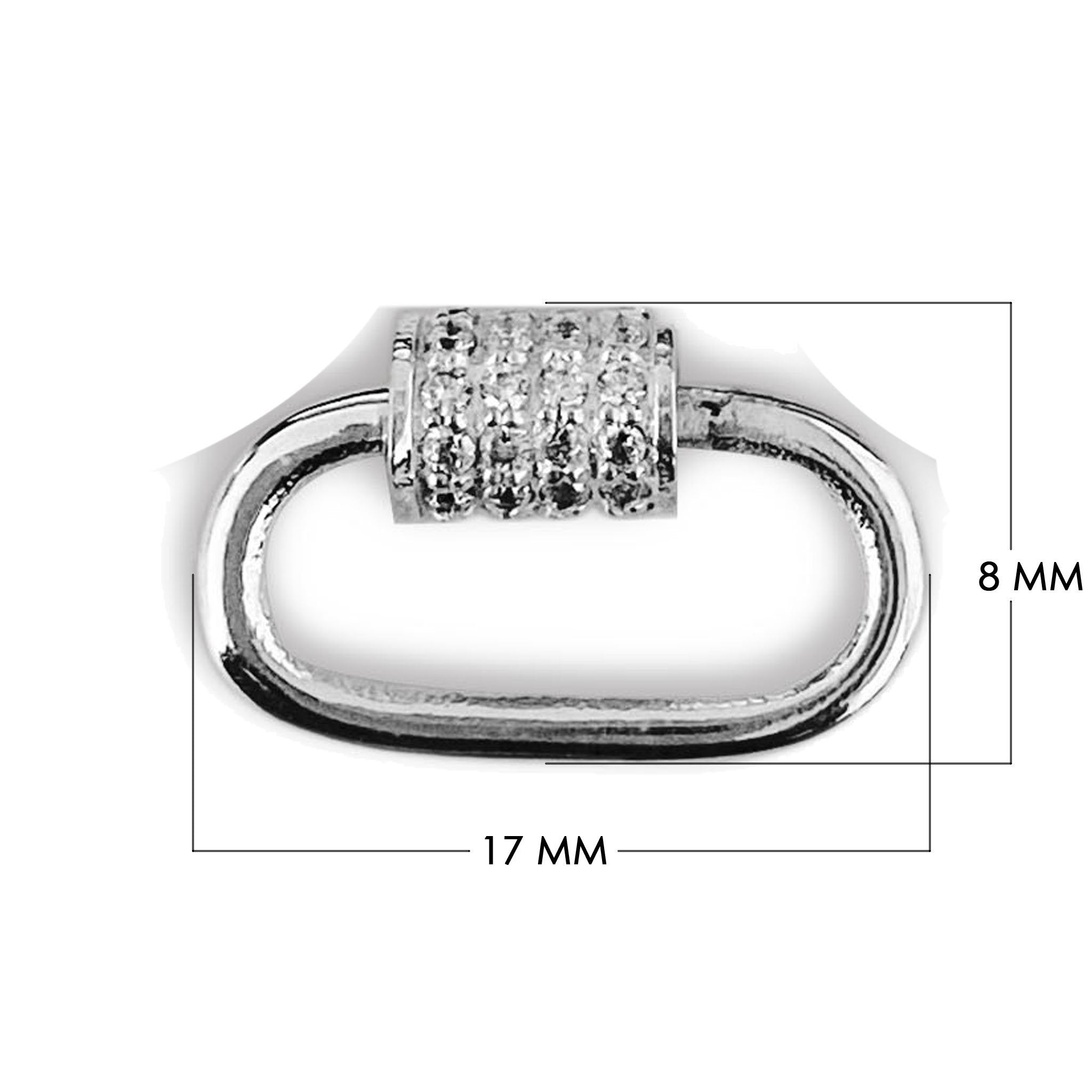 Silver overlay carabiner lock over copper with cubic zirconia handcrafted in India for wholesale jewelry