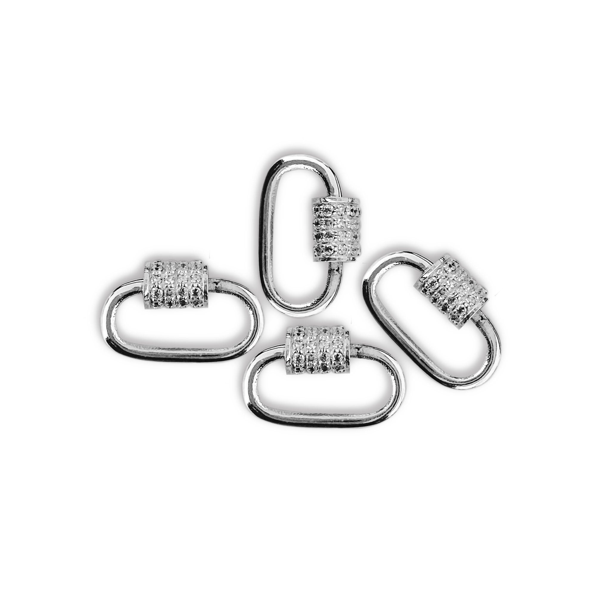 Silver overlay carabiner lock over copper with cubic zirconia handcrafted in India for wholesale jewelry
