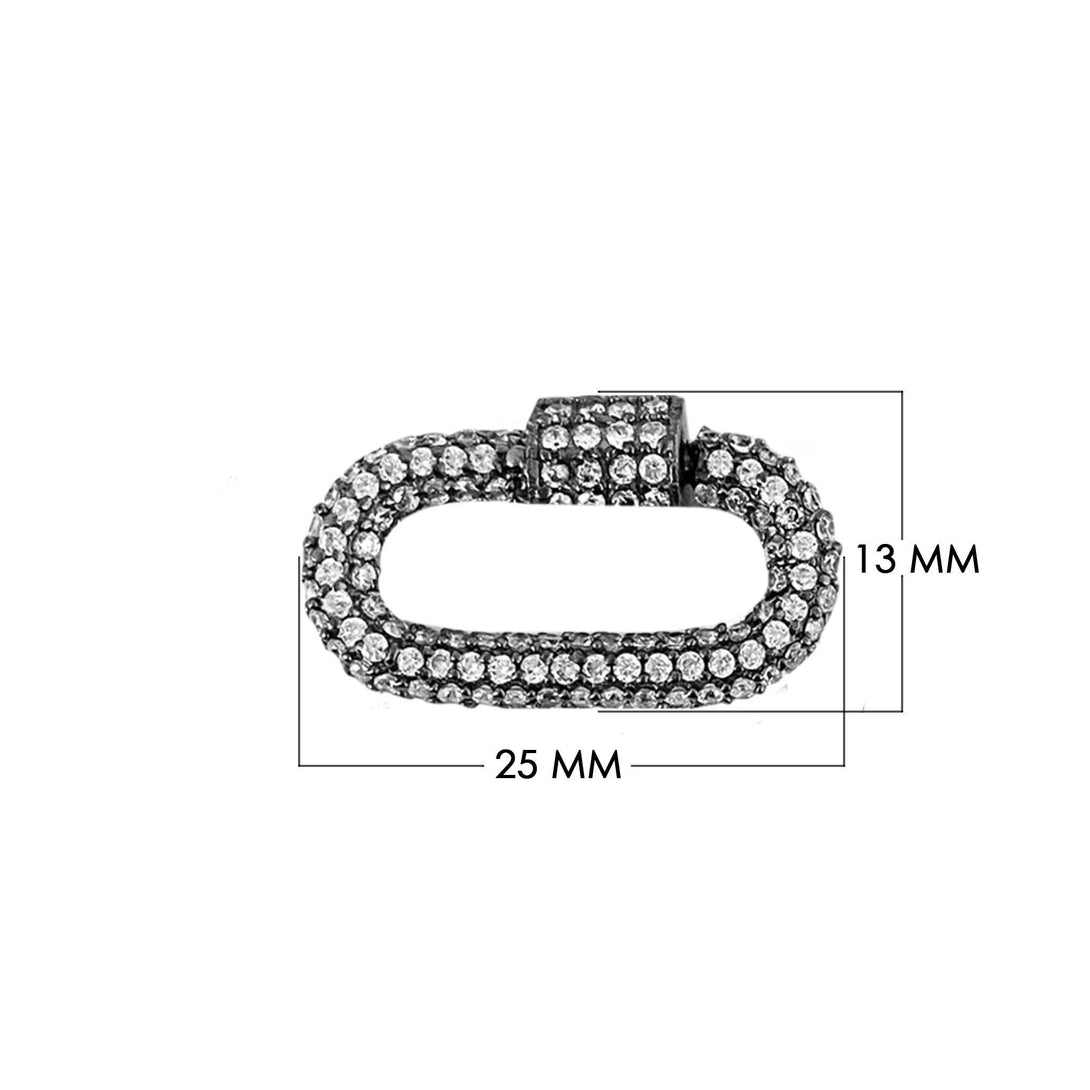 SL-8025-BR-25X13MM Black Rhodium Overlay Carabiner lock With Cubic Zirconia Jewelry Bali Designs Inc 