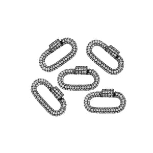 Black rhodium overlay carabiner lock over copper with cubic zirconia handcrafted in India for wholesale jewelry