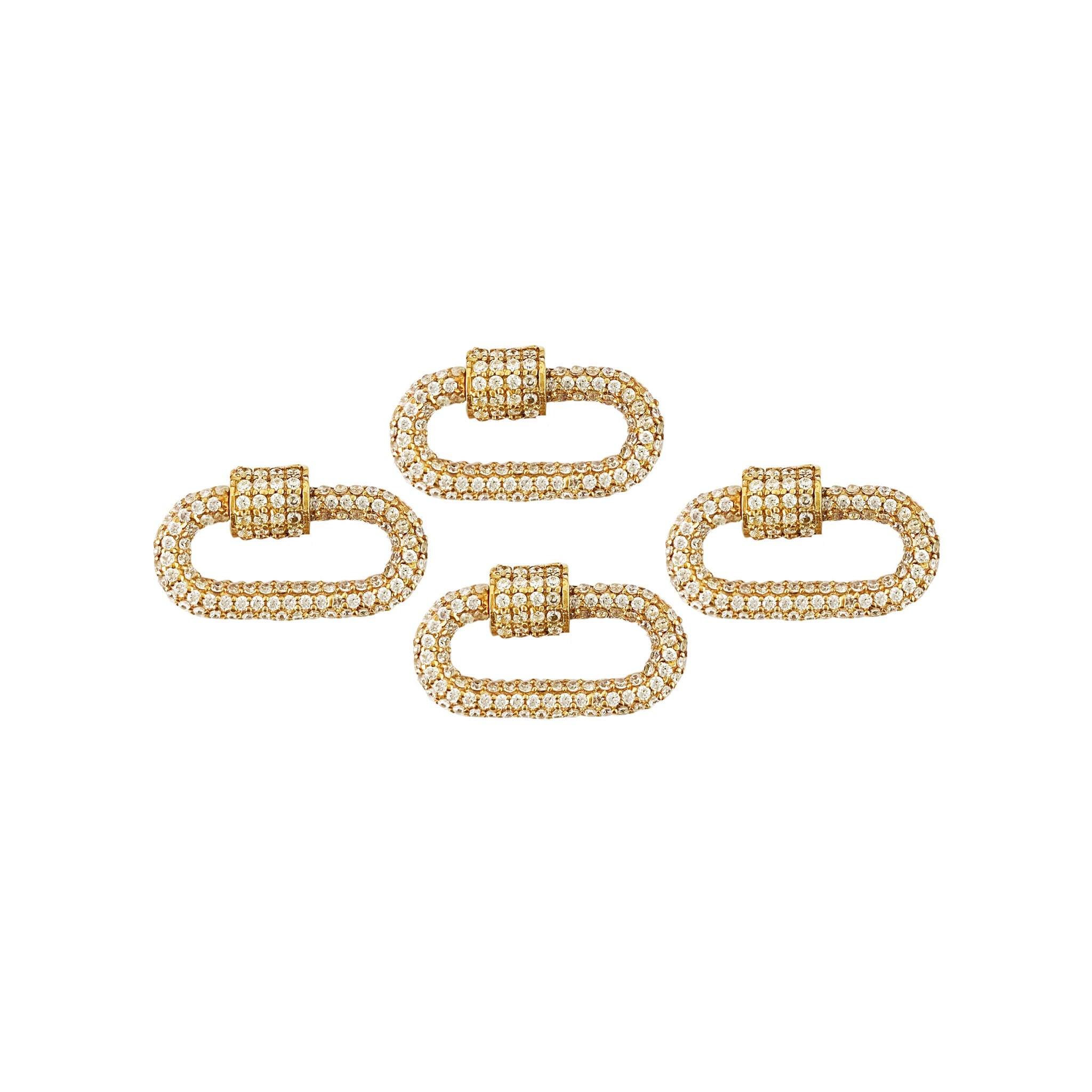 18K gold overlay carabiner lock over copper with cubic zirconia handcrafted in India for wholesale jewelry
