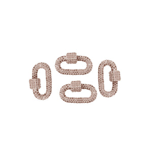 Rose gold overlay carabiner lock over copper with cubic zirconia handcrafted in India for wholesale jewelry