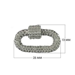 Silver overlay statement carabiner lock over copper with cubic zirconia handcrafted in India for wholesale jewelry