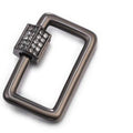 Black rhodium overlay rectangular carabiner lock over copper with cubic zirconia handcrafted in India for wholesale jewelry