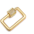 18K gold overlay rectangular carabiner lock over copper with cubic zirconia handcrafted in India for wholesale jewelry