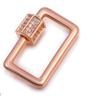 SL-8026-RG-21X14MM Rose Gold Overlay Carabiner lock With Cubic Zirconia Jewelry Bali Designs Inc 
