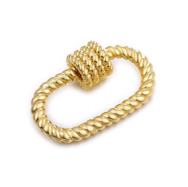 18K gold overlay rope style carabiner lock handcrafted in India for wholesale jewelry making