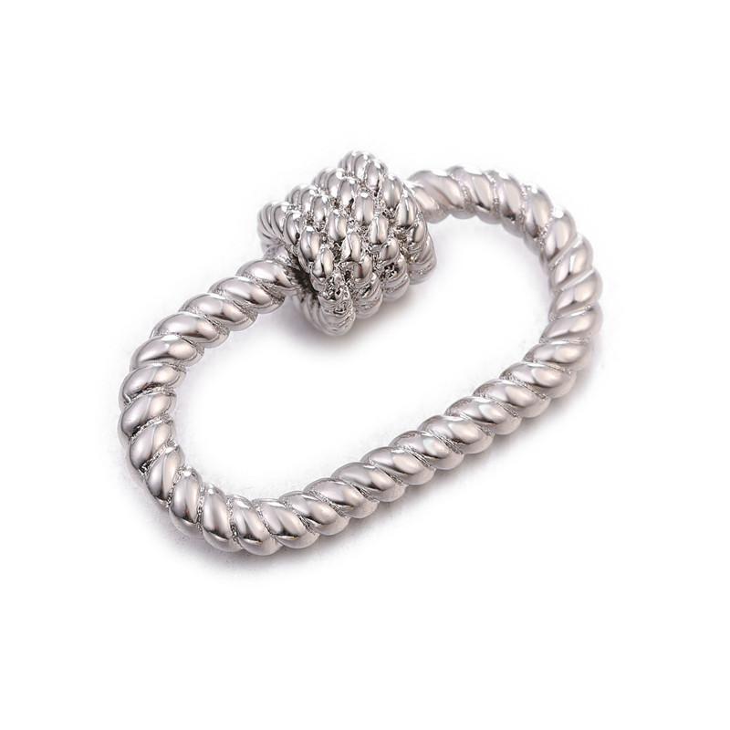 SL-8027-SL-29X18MM Silver Overlay Carabiner lock With Cubic Zirconia Jewelry Bali Designs Inc 