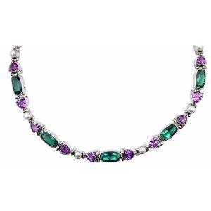 SN-3335-CO1-18" Sterling Silver Necklace With Green Quartz, Amethyst Q. Jewelry Bali Designs Inc 
