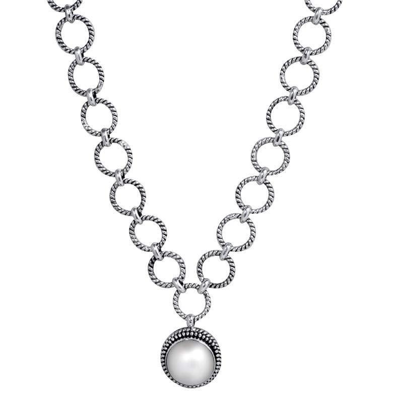 SN-3585-PEW Sterling Silver Necklace With Mabe Pearl Jewelry Bali Designs Inc 