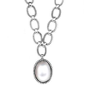 SN-3586-PEW Sterling Silver Necklace With Mabe Pearl Jewelry Bali Designs Inc 