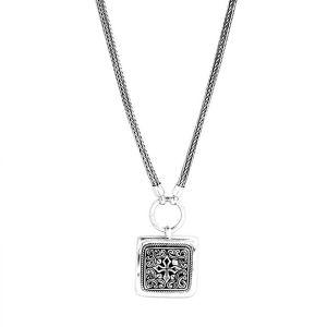 SN-3589-S Sterling Silver Necklace With Plain Silver Jewelry Bali Designs Inc 
