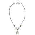 Sterling Silver Bali Handcrafted Lemon Quartz And Peridot Quartz Pendant Necklace With Decorative Finish.