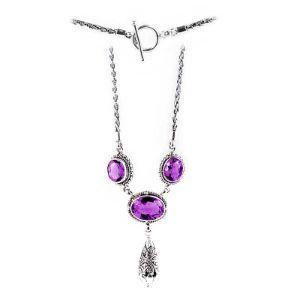 SN-3592-AM Sterling Silver Necklace With Amethyst Q. Jewelry Bali Designs Inc 