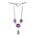 Sterling Silver Bali Handcrafted Amethyst Quartz Pendant Necklace With Decorative Finish.