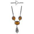 Sterling Silver Bali Handcrafted Citrine Quartz Pendant Necklace With Decorative Finish.