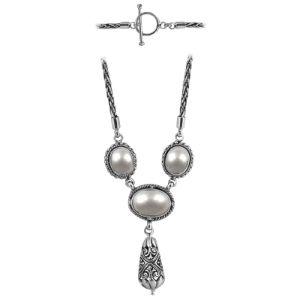 SN-3592-PE Sterling Silver Necklace With Pearl Jewelry Bali Designs Inc 