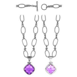 SN-3595-AM Sterling Silver Necklace With Amethyst Q. Jewelry Bali Designs Inc 