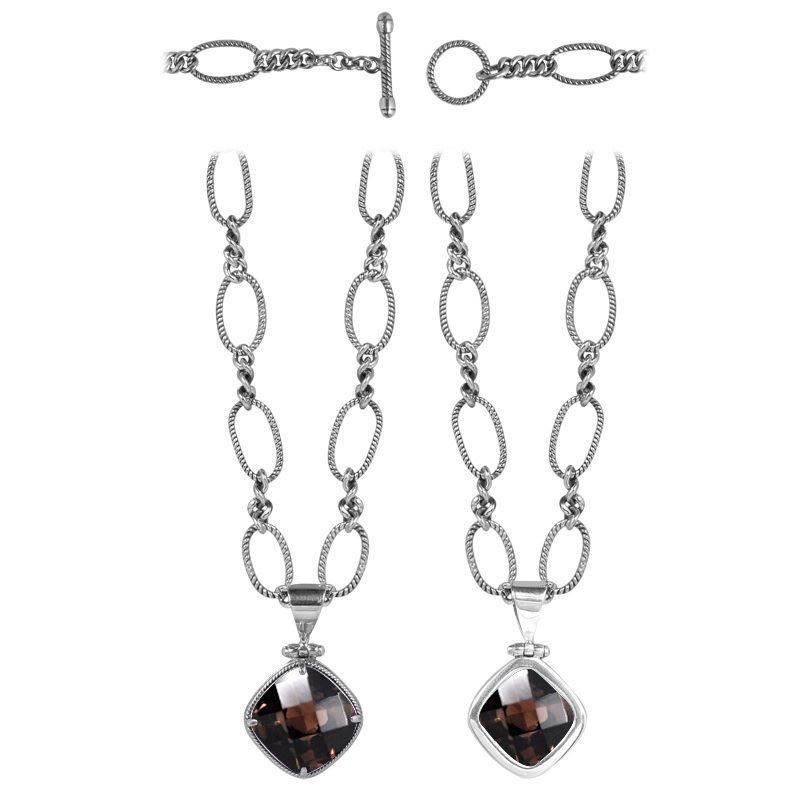 SN-3595-ST Sterling Silver Necklace With Smokey Quartz Jewelry Bali Designs Inc 