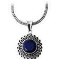 Sterling Silver Pendant Featuring Sapphire With Braided And Looped Detailing.