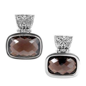 Sterling Silver Pendant Featuring Smoky Quartz With Ornate Balinese Detailing.