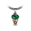 Sterling Silver Pendant Featuring Green Quartz And Citrine Quartz With A Dual-Stone Polished Design.