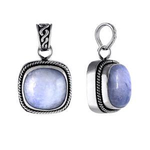 SP-2233-RMS Sterling Silver Square Shape Pendant With Rainbow Moonstone Jewelry Bali Designs Inc 