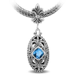 SP-2389-BT Sterling Silver Pendant With Blue Topaz Q. Jewelry Bali Designs Inc 