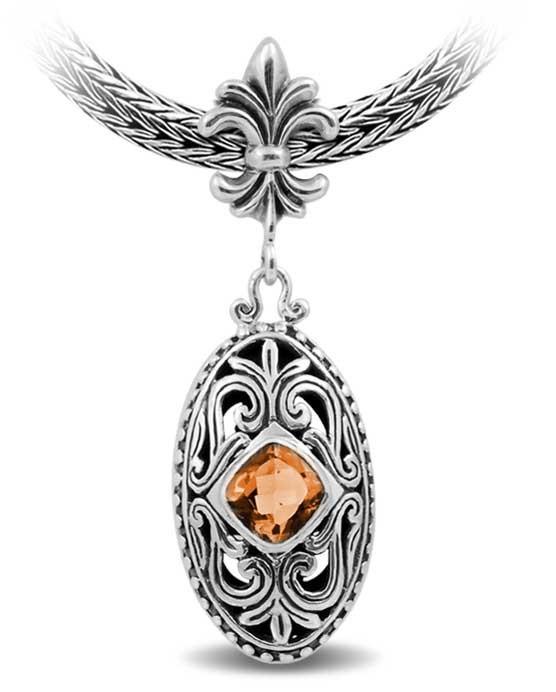 SP-2389-CT Sterling Silver Pendant With Citrine Q. Jewelry Bali Designs Inc 