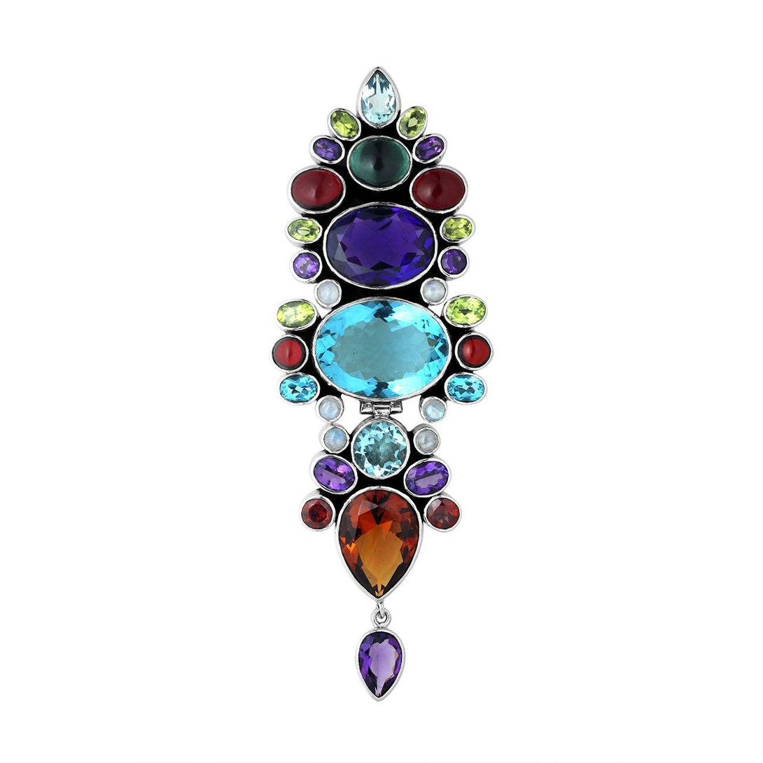 SP-2732-CO2 Sterling Silver Pendant With Multi Stones Jewelry Bali Designs Inc 