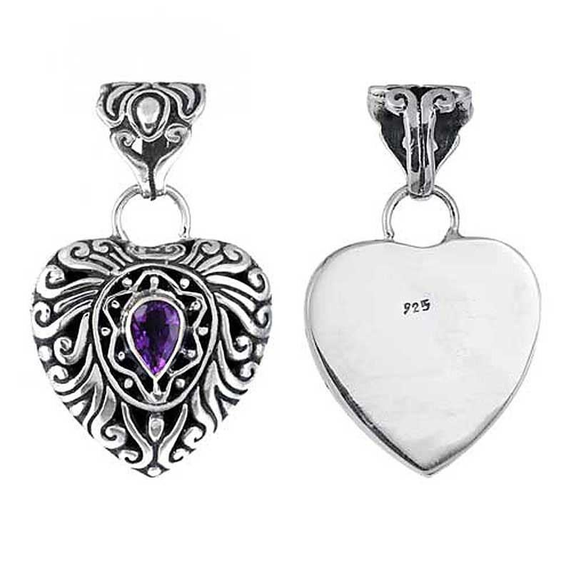 SP-3145-AM Sterling Silver Pendant With Amethyst Q. Jewelry Bali Designs Inc 