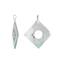 Sterling Silver Square Pendant Featuring Mother Of Pearl With Carved Central Silver Medallion.