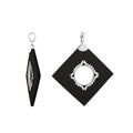 Sterling Silver Square Pendant Featuring Black Shell With Central Silver Medallion.