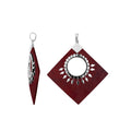 Sterling Silver Diamond Pendant Featuring Red Coral With Sunburst Medallion.