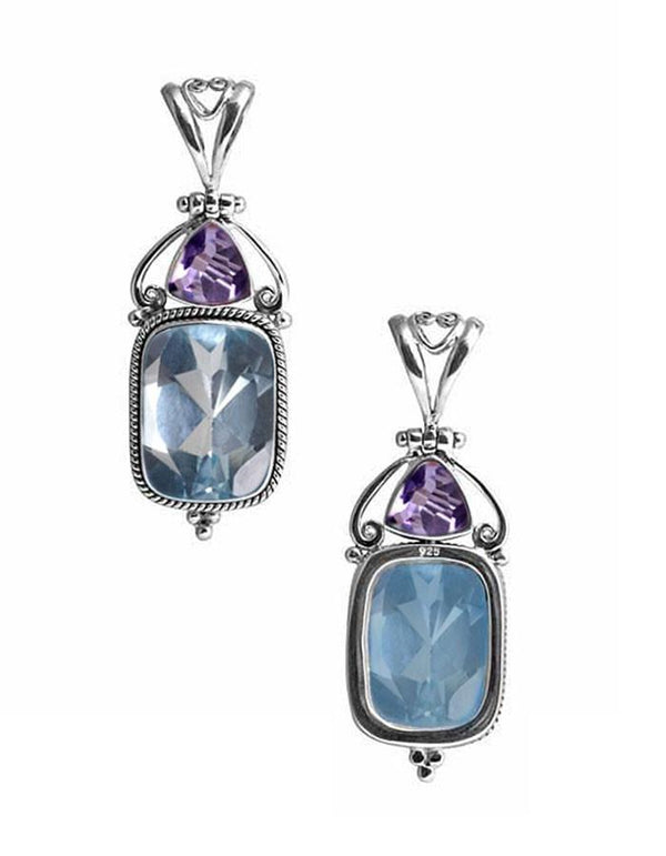SP-5237-CO3 Sterling Silver Pendant With Blue Topaz Q., Amethyst Q. Jewelry Bali Designs Inc 