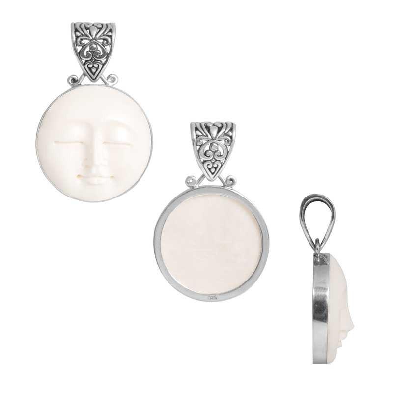 SP-5264-BONE Sterling Silver Pendant With Bone Face Jewelry Bali Designs Inc 