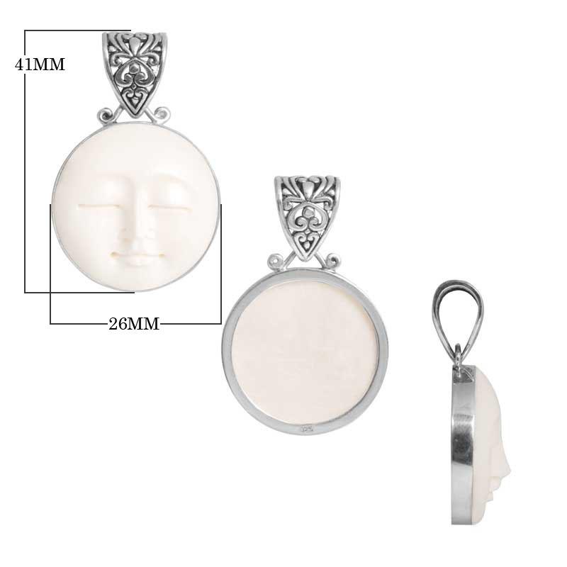 SP-5264-BONE Sterling Silver Pendant With Bone Face Jewelry Bali Designs Inc 