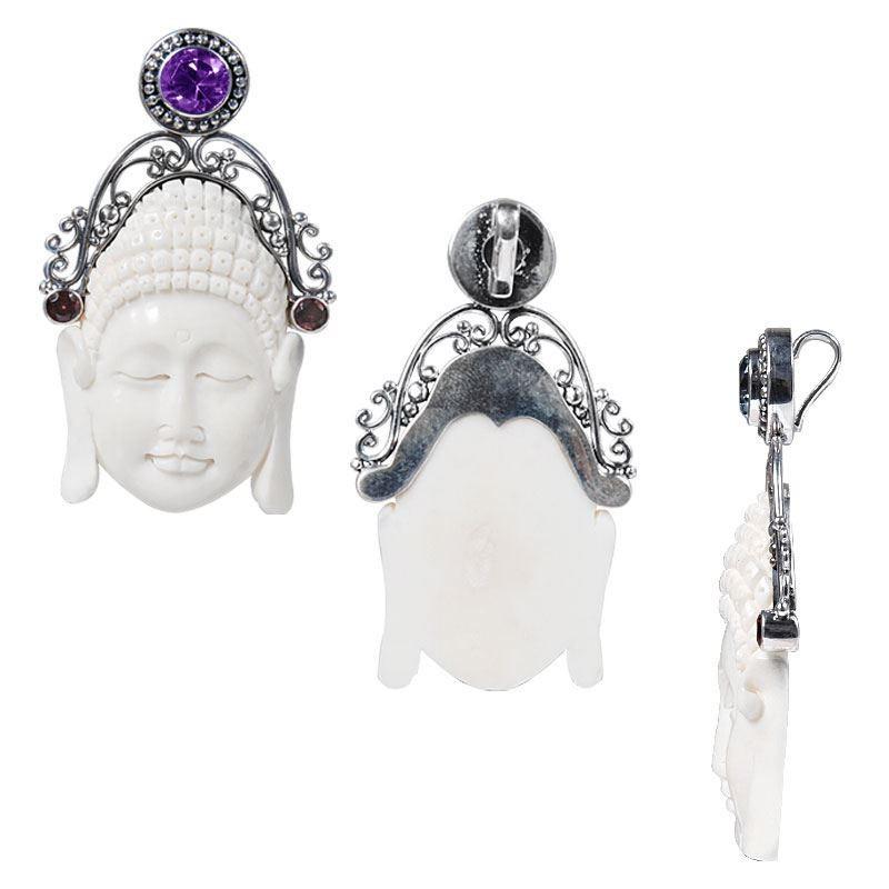 SP-5277-CO2 Sterling Silver Pendant With Bone Face, Amethyst Q. Jewelry Bali Designs Inc 