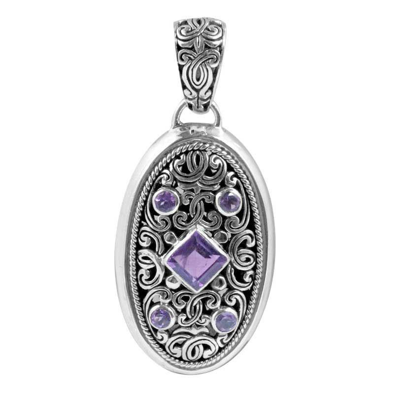 SP-5280-AM Sterling Silver Pendant With Amethyst Q. Jewelry Bali Designs Inc 