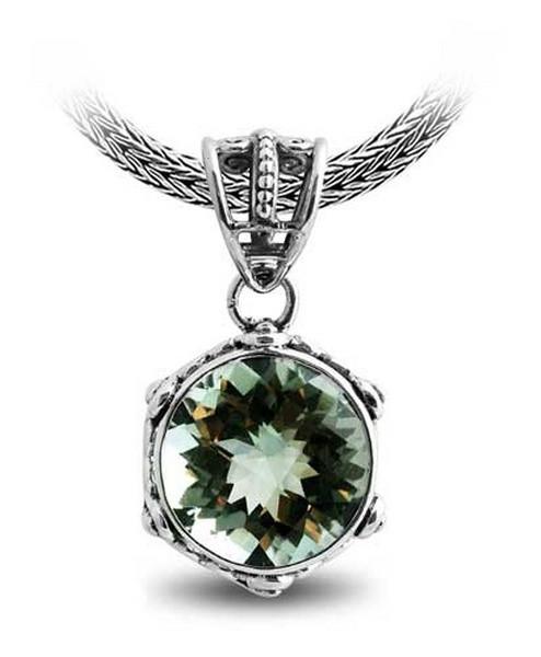 SP-5478-GAM Sterling Silver Pendant With Green Amethyst Q. Jewelry Bali Designs Inc 