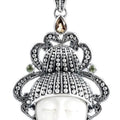 Sterling Silver Citrine Quartz Peridot Quartz Bone Face Pendant With Sculpted Balinese Headdress.