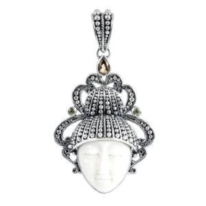 SP-5654-CO1 Sterling Silver Pendant With Peridot, Citrine, Bone Face Jewelry Bali Designs Inc 