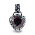 Sterling Silver Mystic Quartz Triangle Pendant With Textured Balinese Bezel.