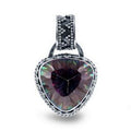 Sterling Silver Mystic Quartz Triangle Pendant With Textured Balinese Bezel.
