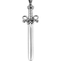 Sterling Silver Balinese Sword Pendant With Ornate Hilt Detailing.