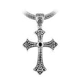Sterling Silver Black Onyx Cross Pendant With Oxidized Beaded Detailing