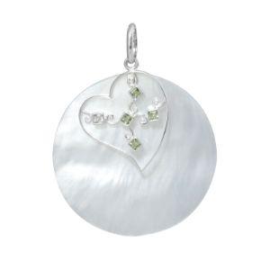 SP-5798-CO1 Sterling Silver Pendant With Peridot Q., Mother Of Pearl Jewelry Bali Designs Inc 