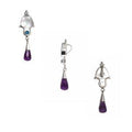Sterling Silver Earrings With White Shell Blue Topaz And Amethyst Quartz Drop